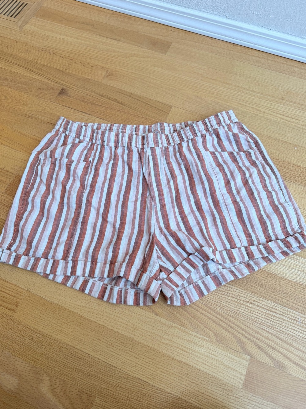 Striped Linen High Waisted Shorts